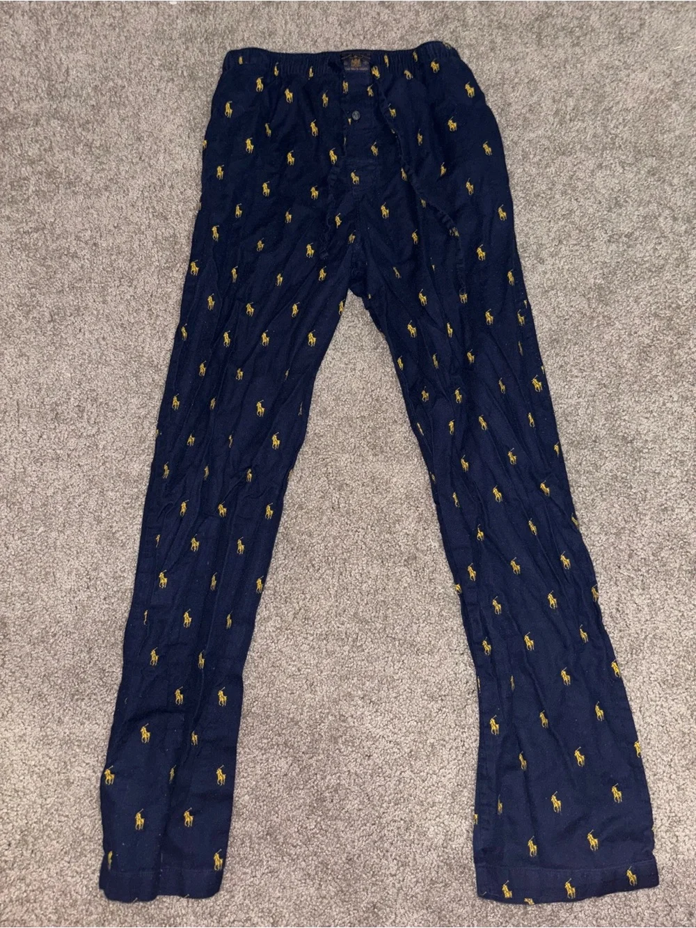 Polo by Ralph Lauren Navy Pants with Gold Pony Print